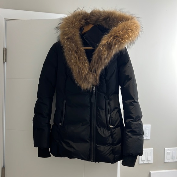 Mackage Adali Down Black Coat with Fur Hood Size Small - Picture 4 of 8